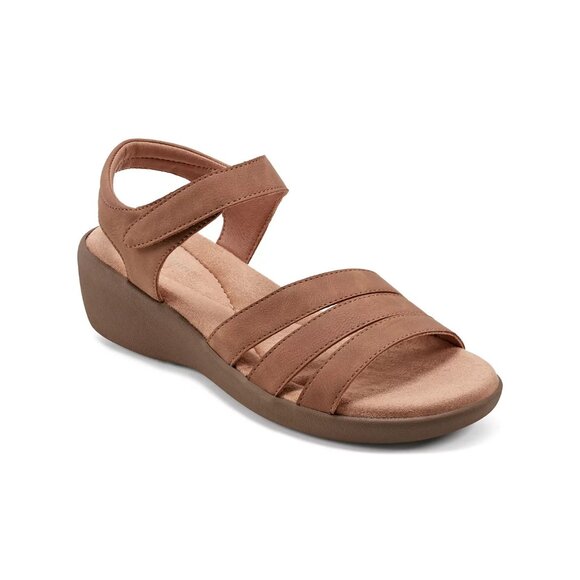 Easy Spirit Women's Kenton Strappy Low Wedge Sandals Cognac Size 7M - Picture 1 of 5